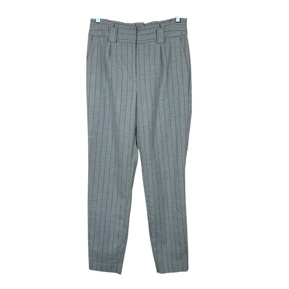 Express Ankle High Rise Pants Grey Stripe Pleated Front Trousers Women's 4 - Picture 1 of 8